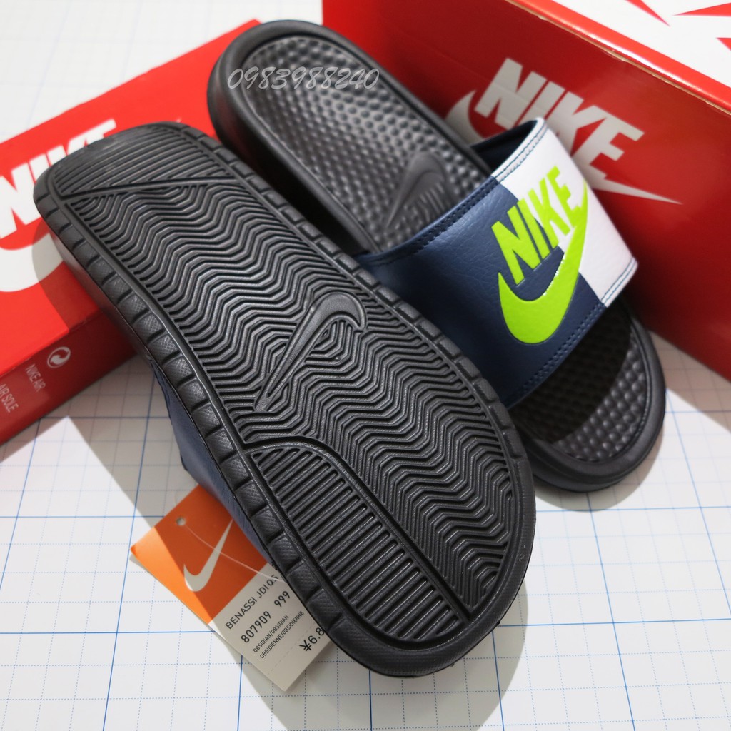 [Hộp Nike] Dép Nike Nk quai ngang phối2 màu nam nữ đầy đủ tem, mác, lót dày, tem size in nhiệt trong lót, tặng hộp Nk.