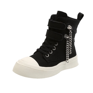 Children's Canvas Shoes Boys and Girls Children Autumn and Winter New Casual British Style Single Shoe Side Zipper Korean Fashion 27-37