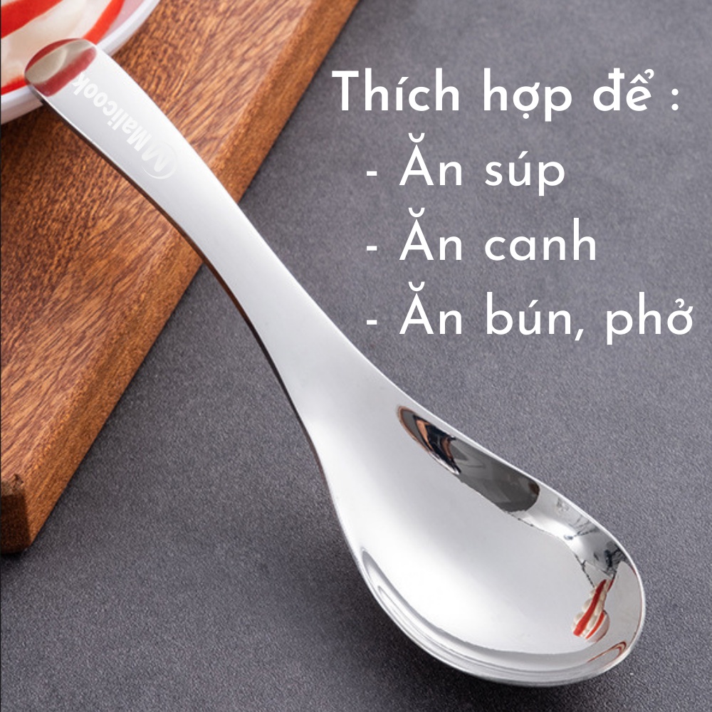Thìa ăn phở, súp inox 304 Malicook  phong cách Châu Âu sang trọng cao cấp