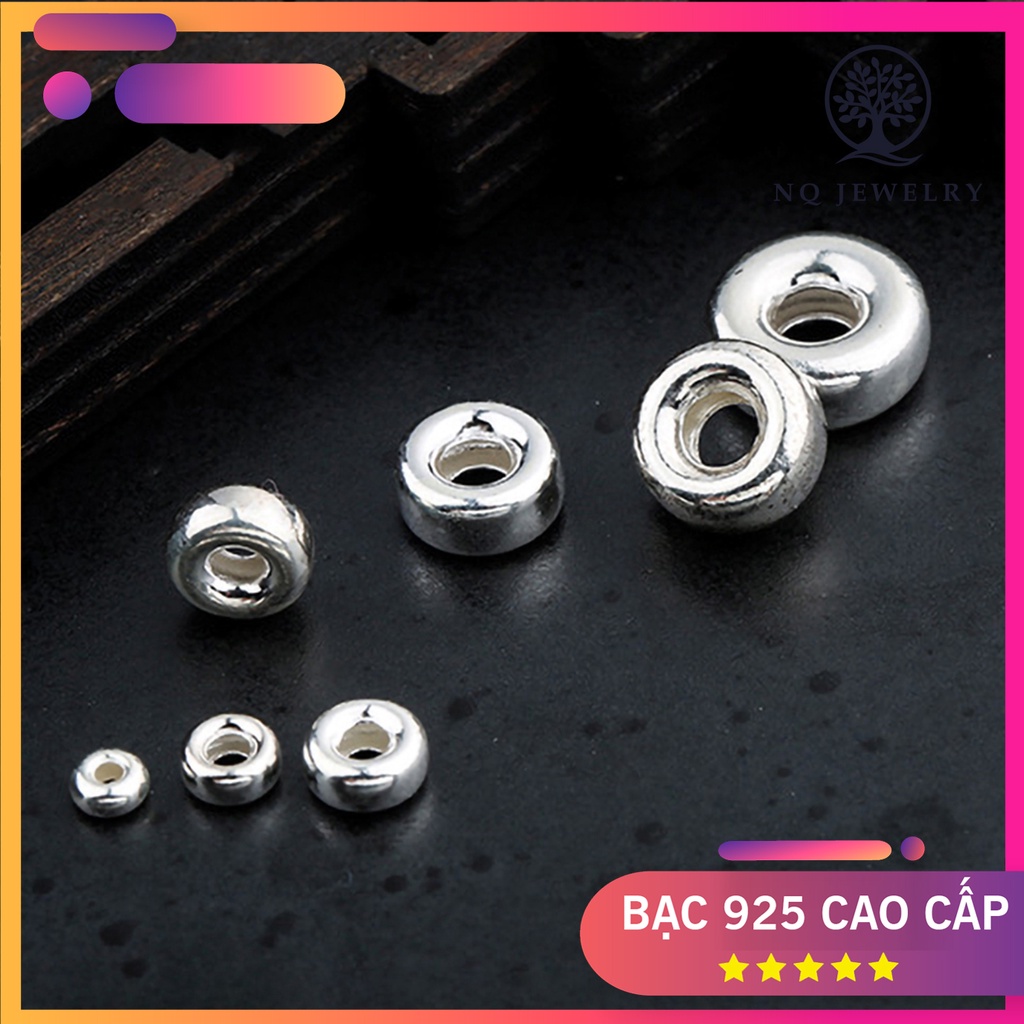 Charm bi bạc hạt dẹp - hạt cườm bạc đk 3mm, 4mm