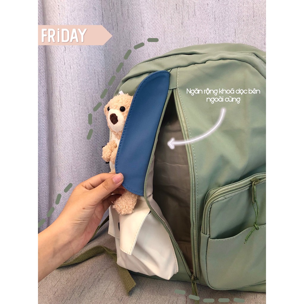 Cặp Học Sinh🎒 Balo Nữ 🎒 FREE SHIP🎒 Balo Học Sinh Gắn Gấu Siêu Đáng Yêu, Chống Nước (ẢNH+VID THẬT)