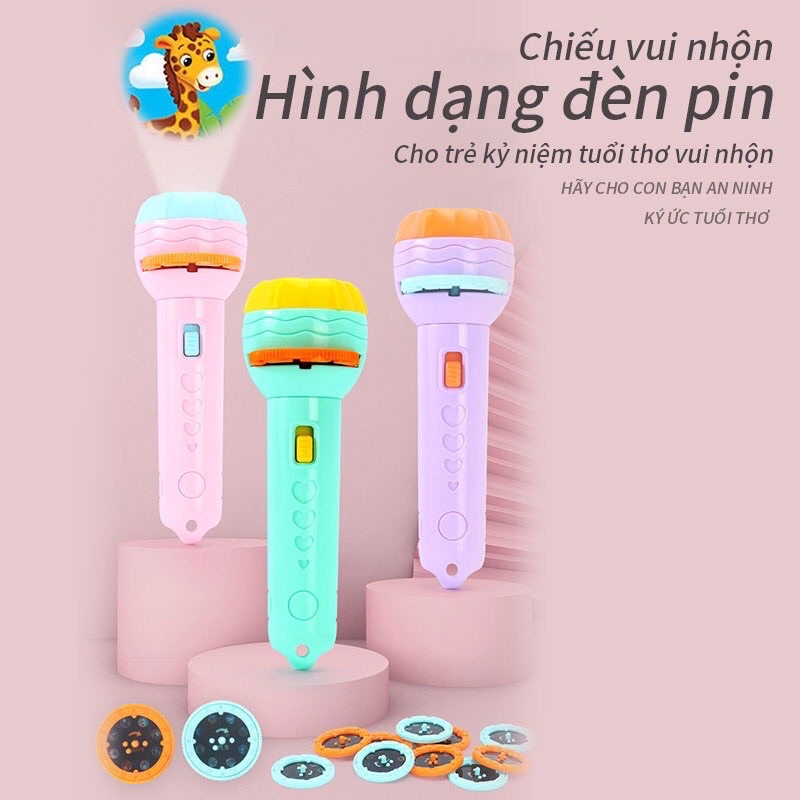 ĐÈN PIN chiếu hình gồm 10 thẻ và 80 hình ngộ nghĩnh cho bé
