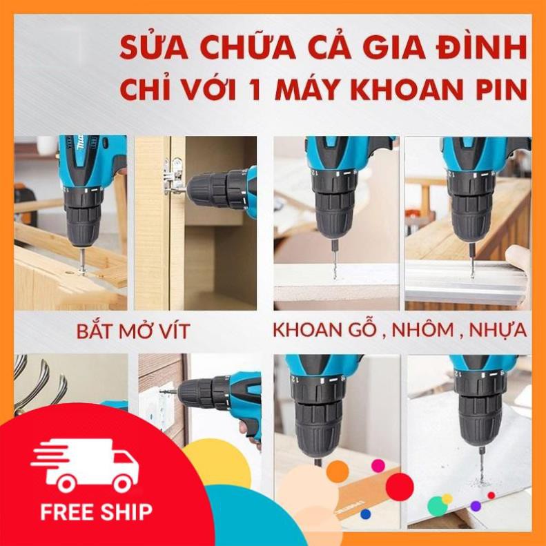 [Chính Hãng] Máy khoan pin makita 12V – KHOAN – BẮT VÍT – VẶN ỐC tặng kèm hộp 24 chi tiết -Xịn