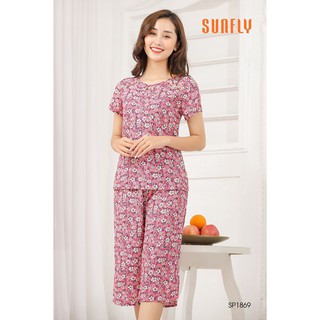 SP1869 ĐỒ BỘ MẶC NHÀ LANH ÁO CỘC QUẦN ỐNG SỚ