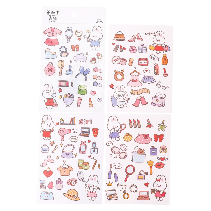 Set 4 tấm hình dán dễ thương sáng tạo bộ nhãn dán trang trí dễ thương