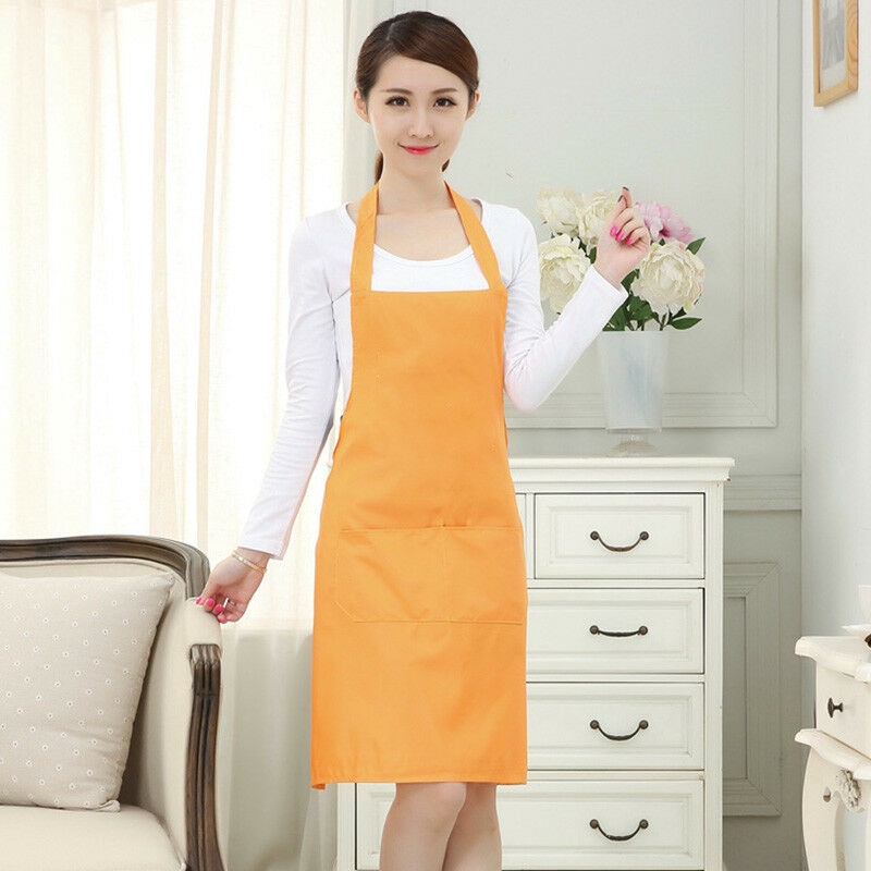 Tạp dề màu trơn có túi tiện dụng nấu bếp tại gia/nhà hàng chuyên nghiệp