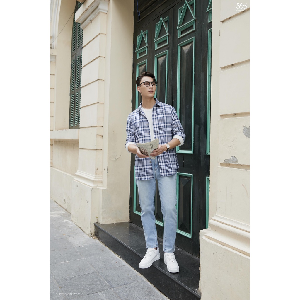 Áo sơ mi flannel kẻ caro dài tay nam thương hiệu 360 Boutique form rộng - SKDTK340