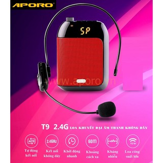 Máy trợ giảng không dây APORO T9 2.4G chính hãng bluetooth ( tặng mic có dây )