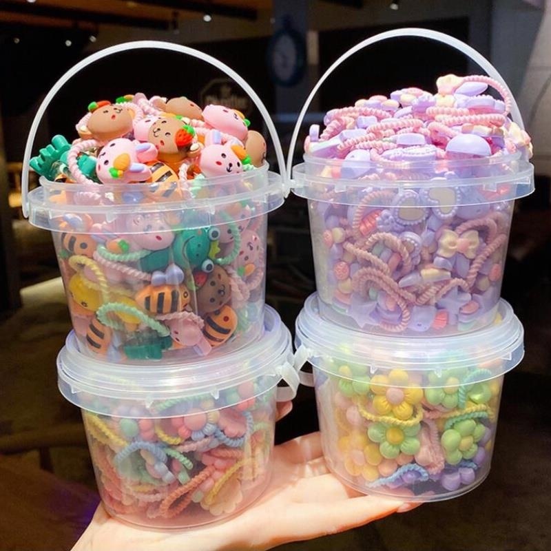 Set 40 Dây Buộc Tóc Cao Su Họa Tiết Hoạt Hình Nhiều Màu Phong Cách Hàn Quốc Cho Bé Gái