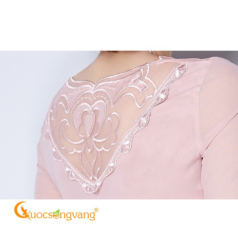 Áo kiểu nữ đính đá áo thun lưới phối ren GLA157 Cuocsongvang