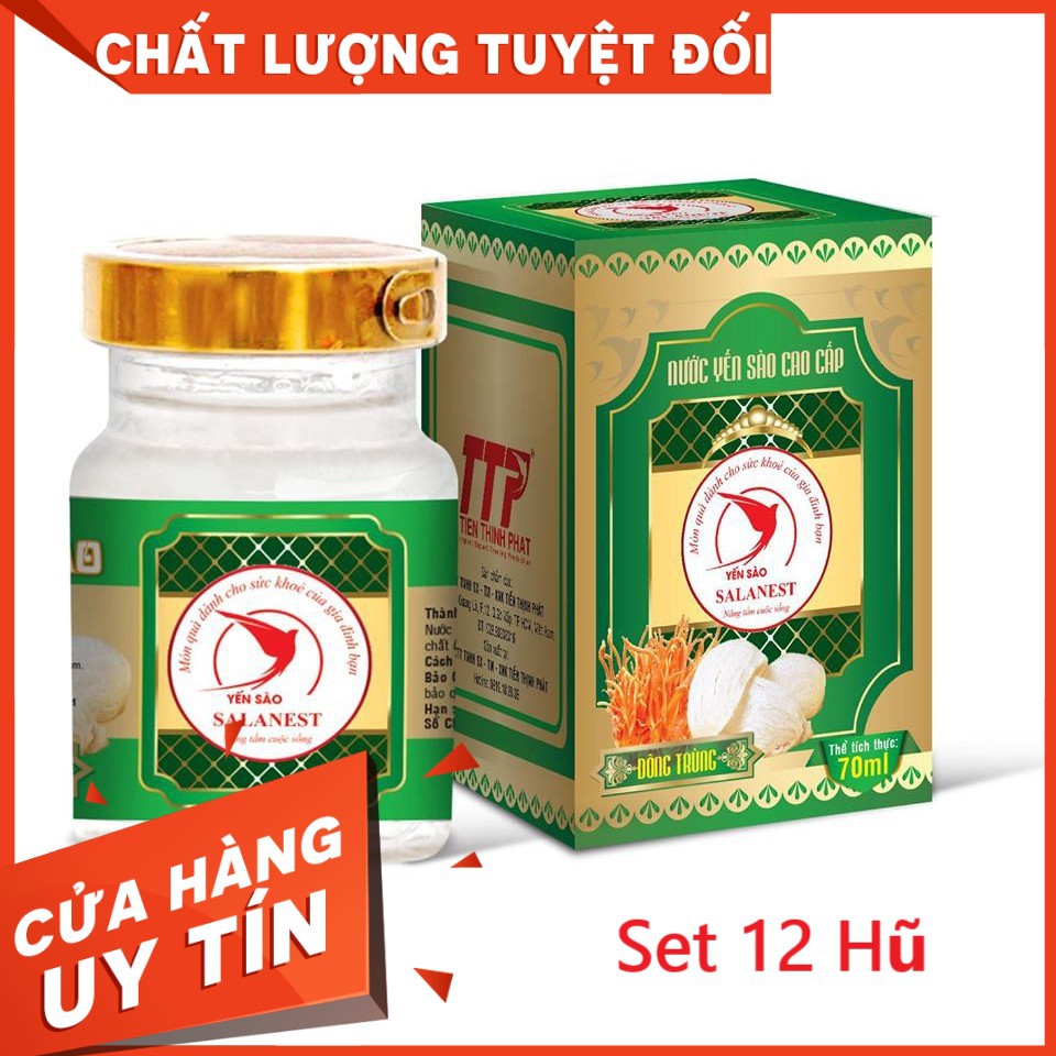 [Mã GROSALE2703 giảm 8% đơn 250K] Nước Yến Sào Salanest Chưng Đông Trùng Hạ Thảo Cao Cấp - Set 12 Hũ