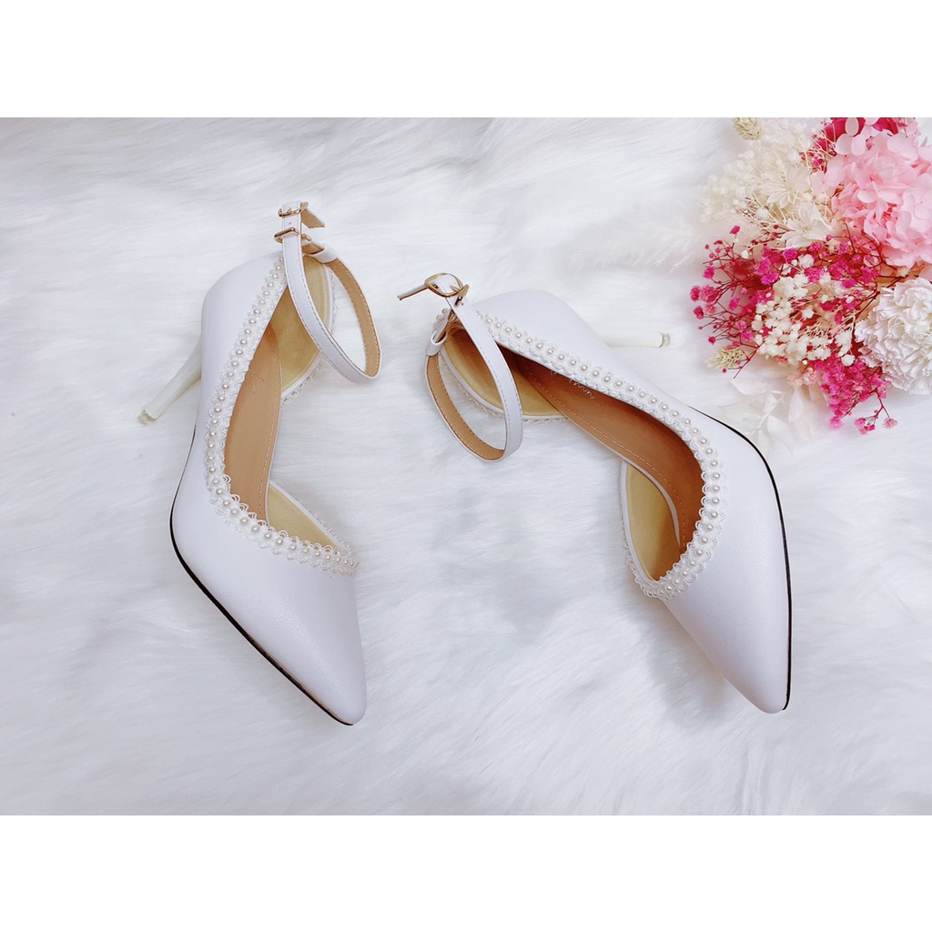 Giày cưới thiết kế 7p, giày thời trang cao gót xinh