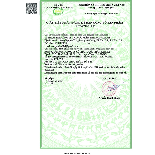 Siro BoPhe Unipharm Chai 125ml