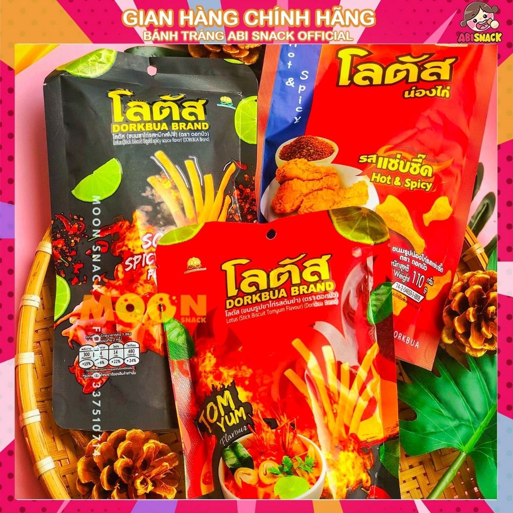 bánh que cọng thái lan vị mới siêu hot vị tomyum/mực/đùi gà cay Stick Biscuit Dorkbua 62g/110g