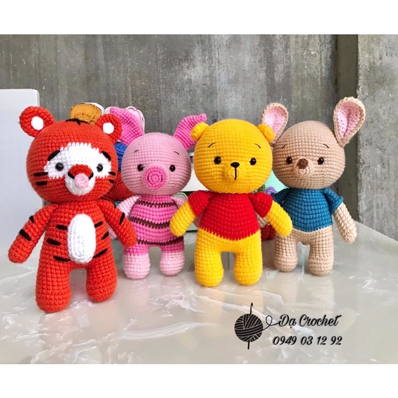 Thú Bông Gấu Pooh Và Những Người Bạn - Thú Bông Len Handmade Đan Móc Bằng Thủ Công Bằng Tay