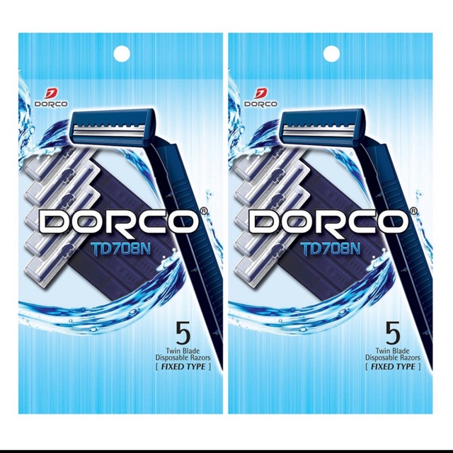 Combo 2 Gói Dao Cạo Râu 2 Lưỡi Dorco TD 708 (5 Dao Cạo / Gói )