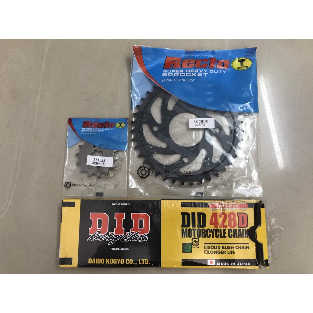 Trọn Bộ NSD RaiderFI &amp; Satria (nhông dĩa Recto14-39, sên vàng DID428D 9ly)