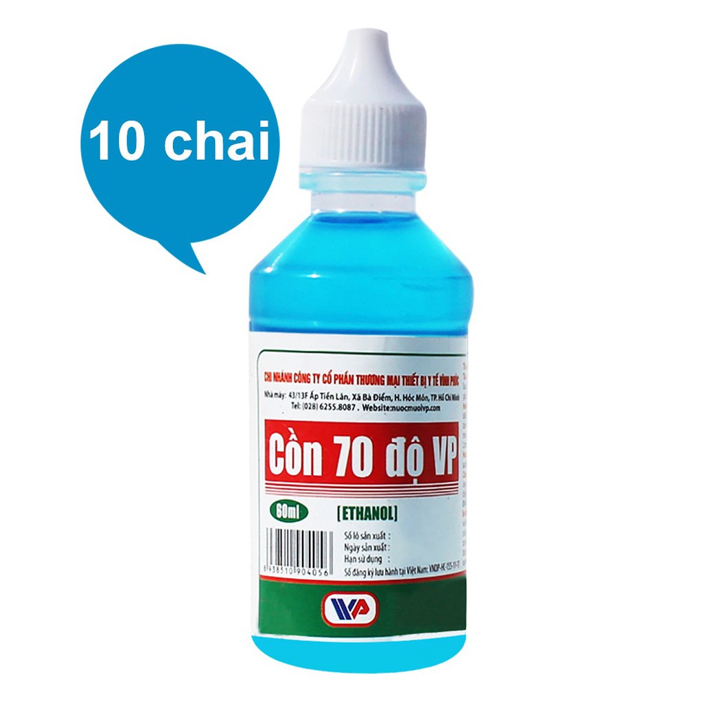 Cồn 70 Độ VP (60ml / Lốc 10 Chai)