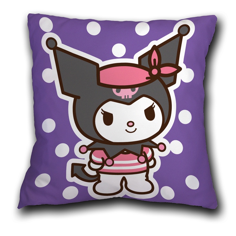 Vỏ Gối Sofa Bằng Polyester In Hình Nhân Vật Hoạt Hình Kuromi Dễ Thương Trang Trí Nhà Cửa