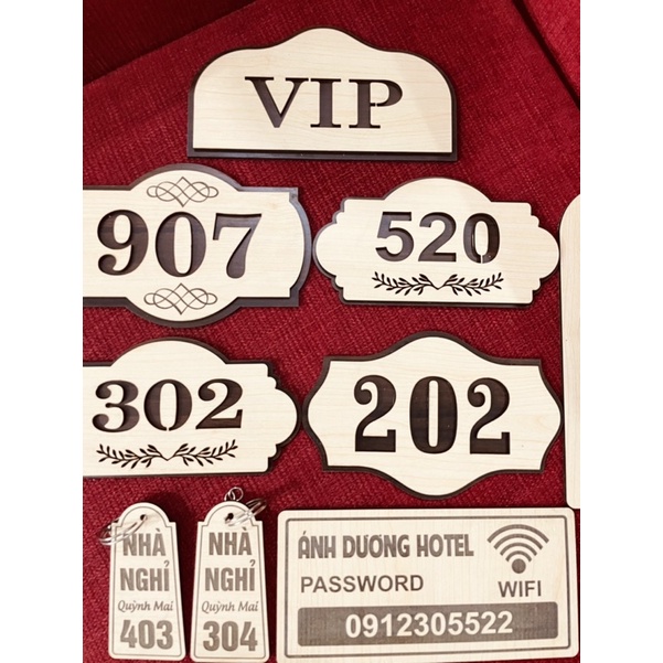 Biển bảng số phòng nhà nghỉ, khách sạn, homestay bằng gỗ giá rẻ lấy ngay Hà Nội