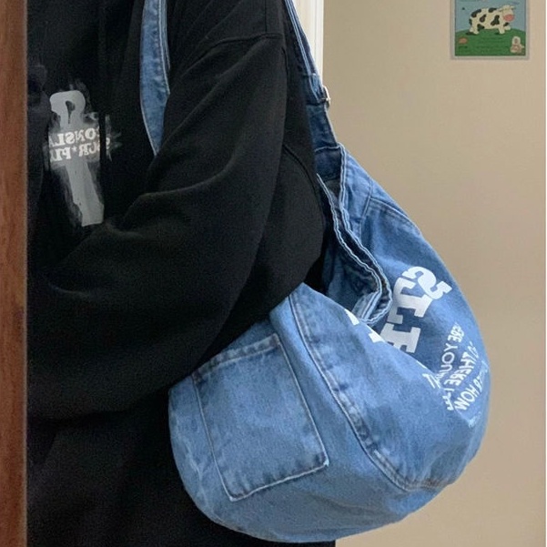 Túi Xách Đeo Chéo Vải Denim Thời Trang Hàn Quốc Hàng Mới 2022 Dành Cho Nữ