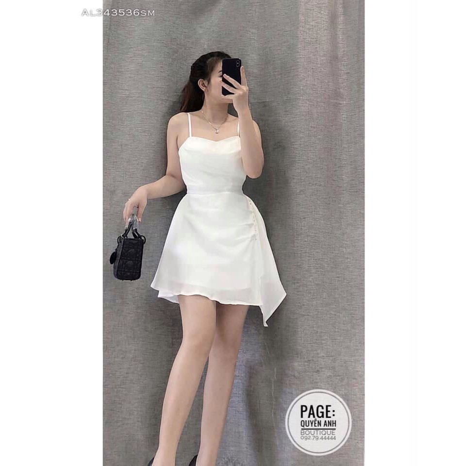 Đầm nữ 2 dây phối bèo chất Umi thời trang ( Freesize 40-56kg ) | BigBuy360 - bigbuy360.vn