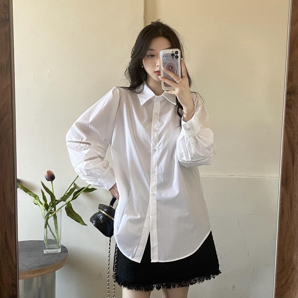 Set Dạ 3 Món Áo Sơ mi Tay Bồng Phối Gile Dạ + Chân Váy Dạ, Set Dạ Tweed Tiểu Thư