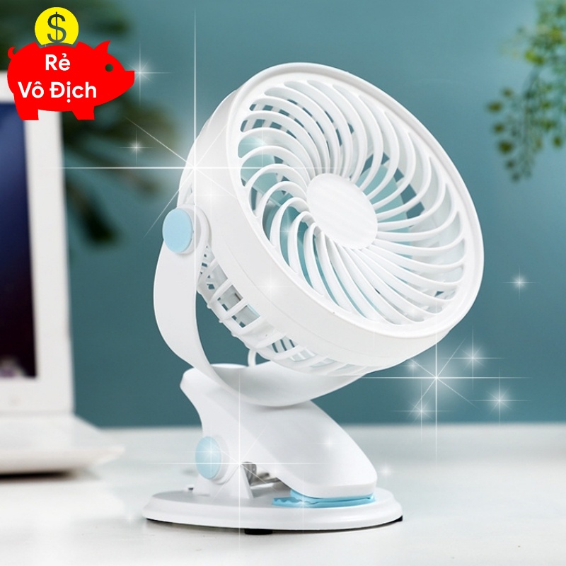 Quạt Kẹp Tích Điện MINI Kẹp Bàn, Kẹp Xe Đẩy, Kẹp Xe Ô Tô,... Siêu Mát - Xoay 720 Độ - Pin Khỏe Dùng Liên Tục 3-4 Tiếng