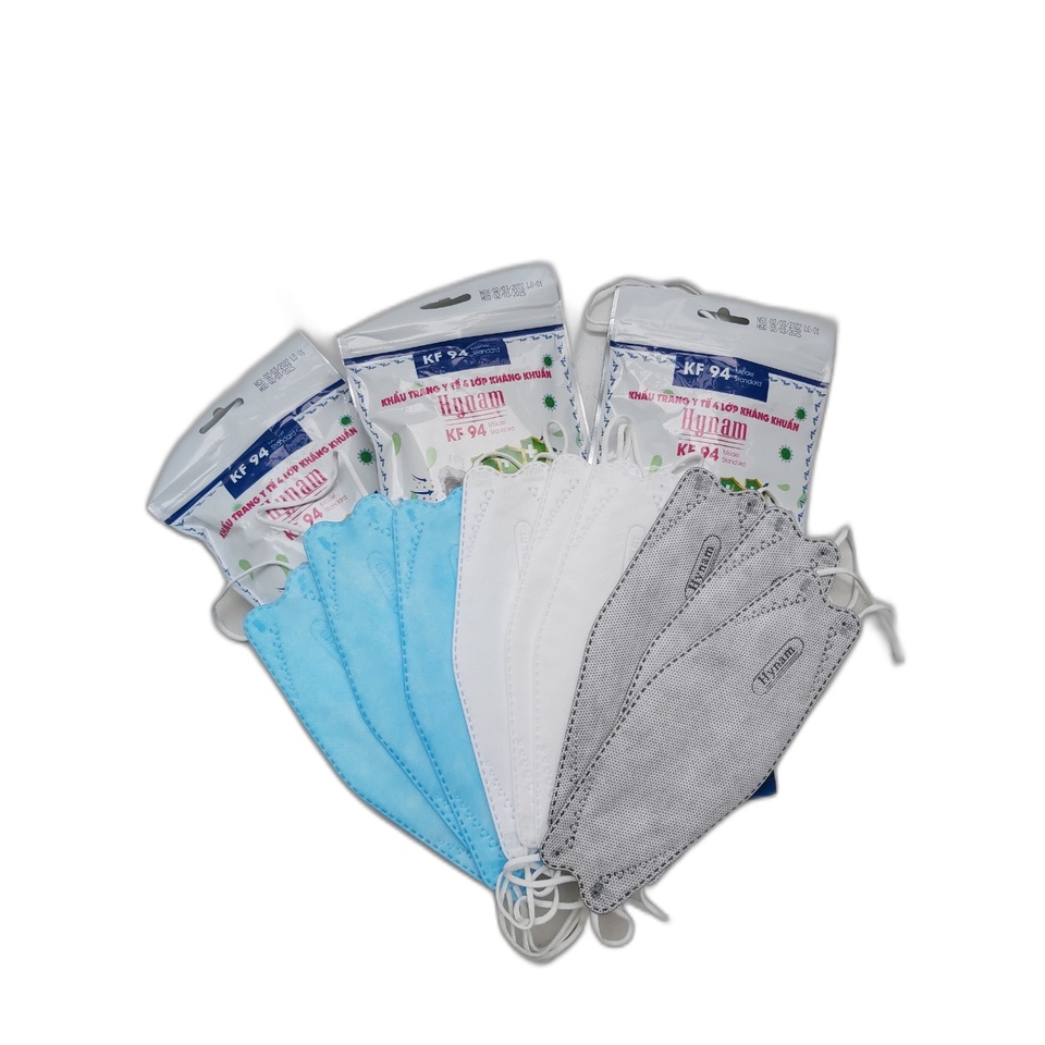 Khẩu Trang 4D KF94 Hynam Kháng Khuẩn, Chống Bụi Mịn, 4 lớp Cao cấp,Chính Hãng(10 cái)