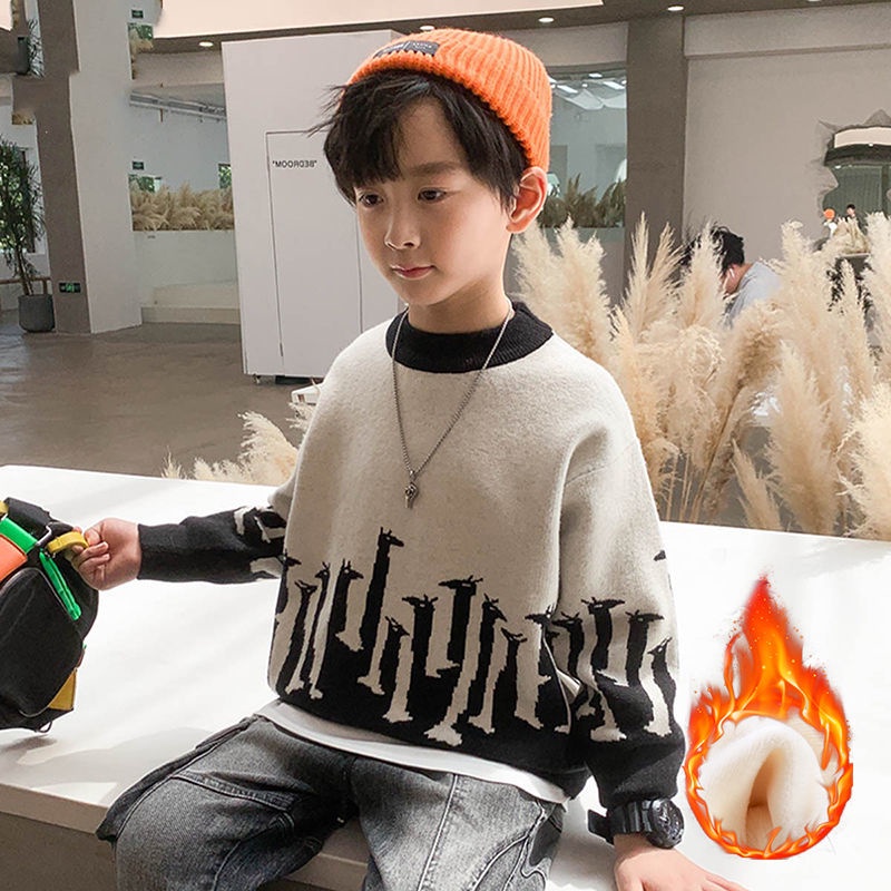 Áo Sweater Dệt Kim Chất Liệu Dày Dặn Thời Trang Thu Đông Hàn Quốc Mới 2022 Cho Bé Trai