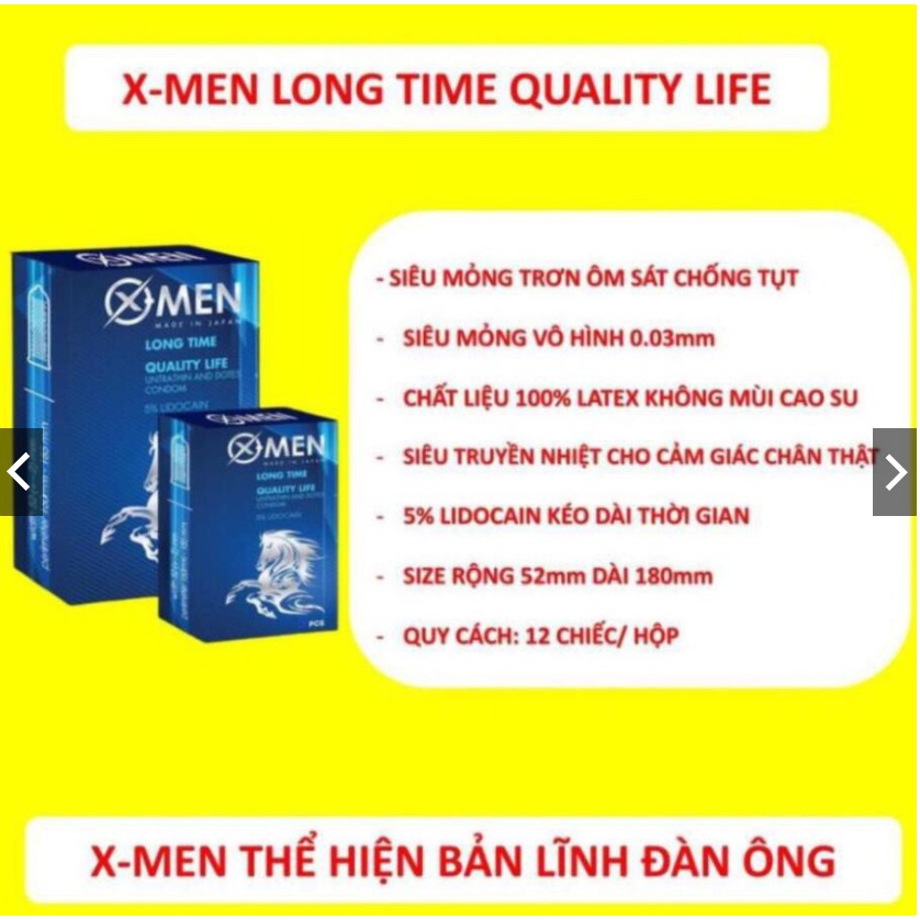 Bao Cao Su XMEN LONG TIME QUALITY LIFE - 5% LIDOCAIN Kéo dài thời gian quan hệ