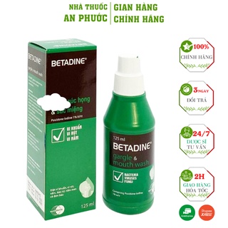 Betadine súc họng ⚡ cam kết chính hãng ⚡ nước súc miệng họng betadine vệ sinh khoang răng miệng 125ml