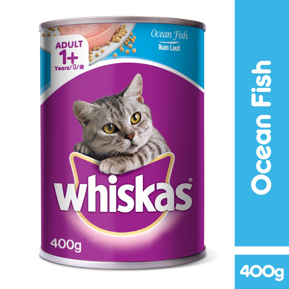 [Mã 267FMCGSALE giảm 8% đơn 500K] Thức ăn mèo Whiskas vị cá biển, cá ngừ lon 400g | pate lon Whiskas cho thú cưng