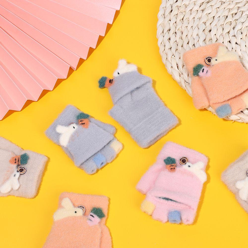 Găng Tay Nửa Ngón Hình Thú Dễ Thương Dày Dặn Ấm Áp MIHAN1