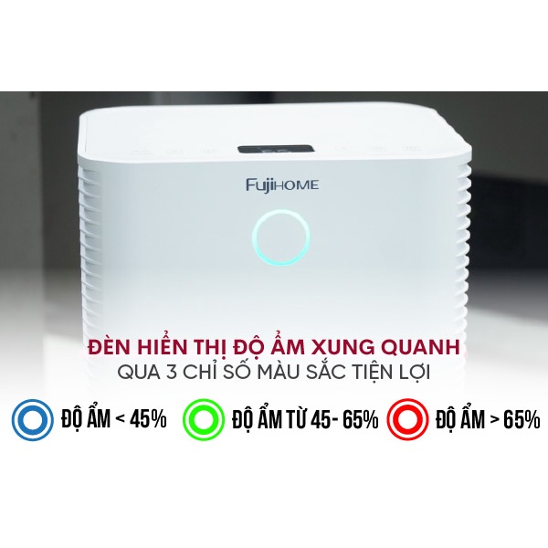 Máy hút ẩm lọc không khí 30m2 nhập khẩu Nhật Bản FUJIHOME DH12, máy hút ẩm mini dân dụng thông mịn -Bảo hành 2 năm