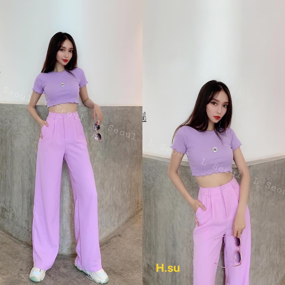 Áo Croptop ao thun bozipThêu Hoa Cúc Mặt Cười Hot Trend Ulzzang Hàn Quốc-HươngSu-(PVN1498)