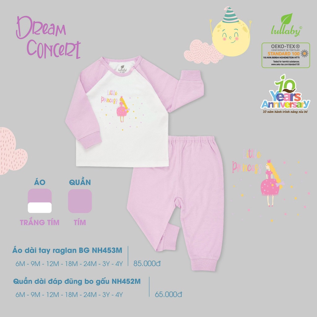 Bộ dài tay mỏng Lullaby bé trai bé gái NH451M và Nh530M