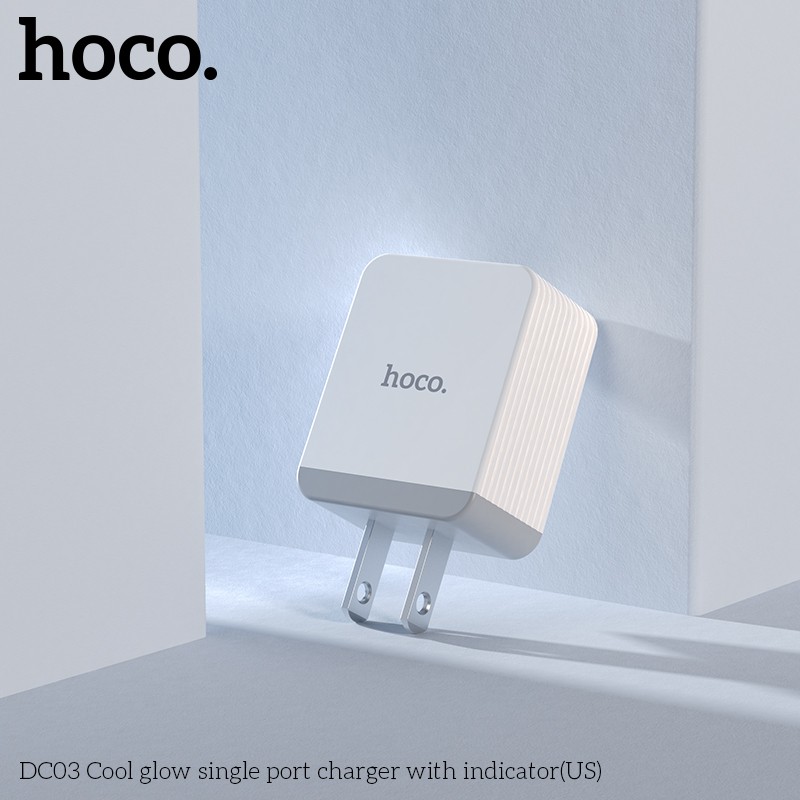 Cốc sạc nhanh Hoco DC03 có đèn LED, tốc độ sạc cao 3A, tương thích nhiều thiết bị điện thoại, máy tính bảng
