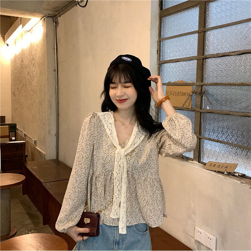 Áo Sơ Mi Hoa Cổ V Dáng Rộng Phối Ren Thời Trang Mùa Hè 2022 Dành Cho Nữ