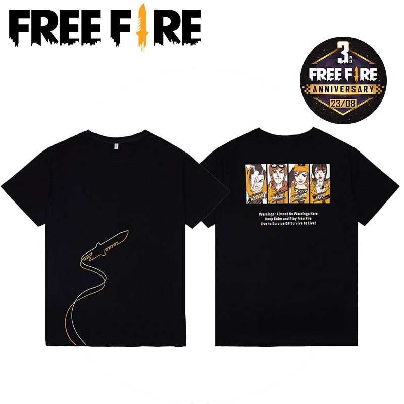 Áo thun kỷ niệm game Free Fire năm thứ 3 bằng 100% cotton size M L XL XXL