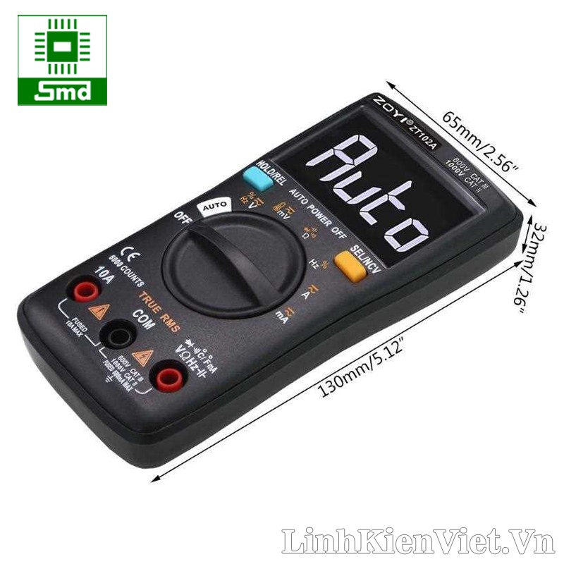 Đồng Hồ Đo Vạn Năng ZOYI ZT102A Đo Điện Áp Dòng Điện AC VC Màn Hình LCD Rõ Nét Chính Hãng