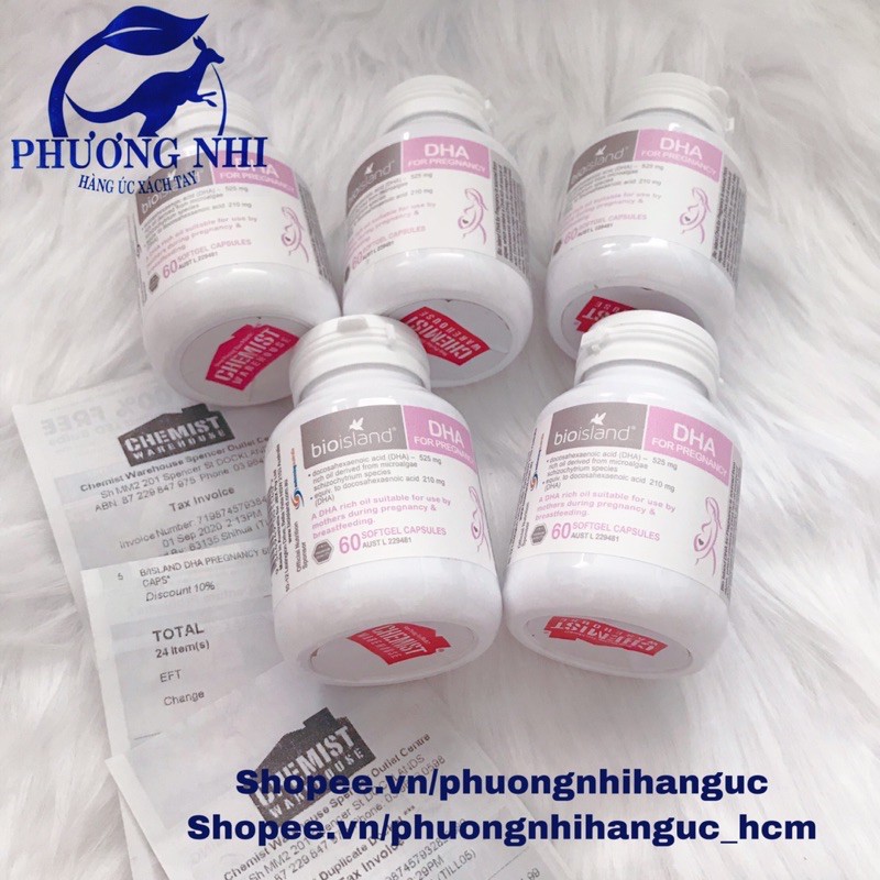 VIÊN UỐNG DHA BẦU BIO ISLAND 60v - FULL BILL CHEMIST / PHARMACY