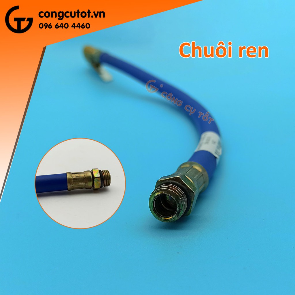 Dây bơm lốp ô tô xe máy 38cm đầu kẹp