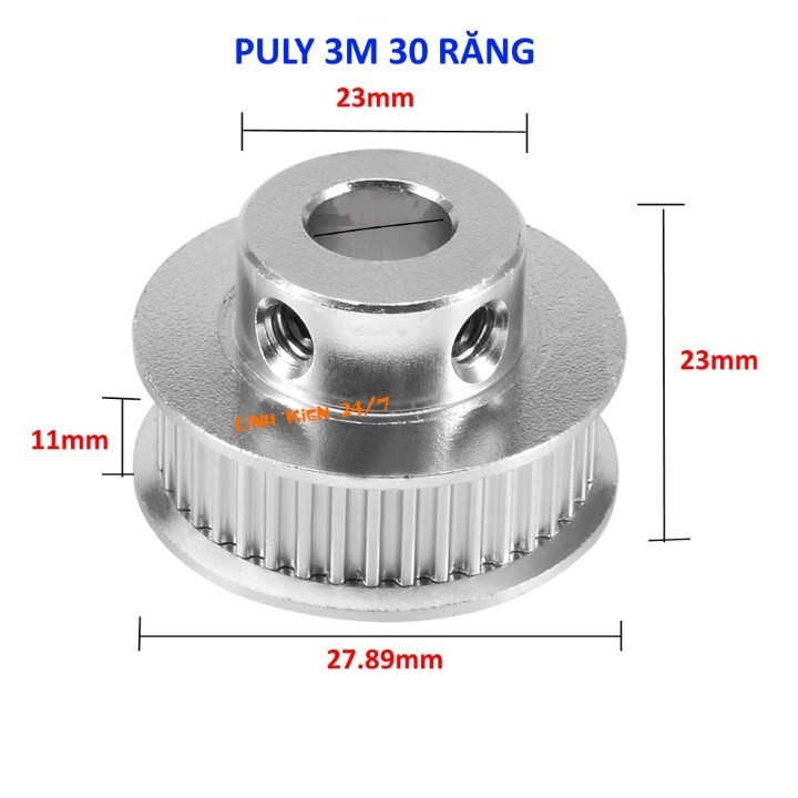 Puly 3M 30 Răng Bản Rộng Đai 11mm Các Loại Trục