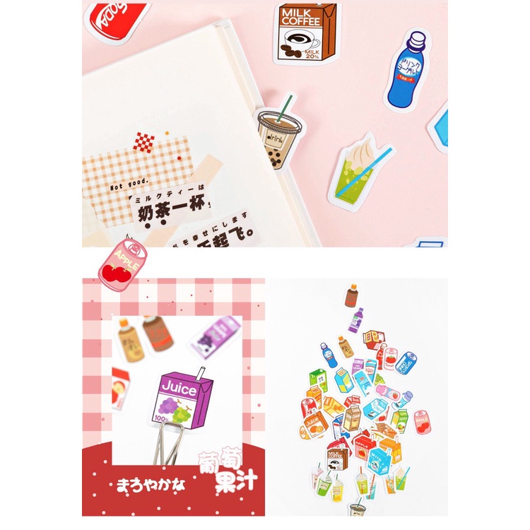Bộ Sticker / Hình dán Hình Các loại Nước giải khát (45 Hình)