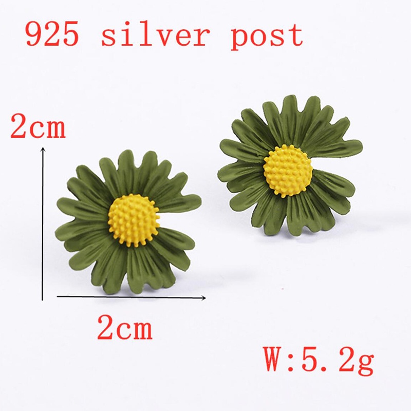 Khuyên tai SUAKE mạ bạc 925 mặt hình hoa cúc phong cách Hàn Quốc đơn giản thời trang làm quà tặng dành cho nữ