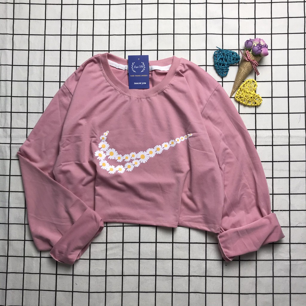 Áo Croptop Nữ Tay Dài In Hình Hoa Cúc Lapi VN Phong Cách Ulzzang  Freesize Phom Rộng, Áo Thun Unisex