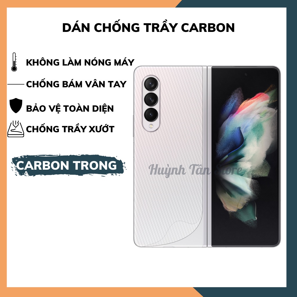Miếng dán decal carbon mặt sau Samsung Z Fold 3 5G chống trầy mặt lưng,chống bám vân tay