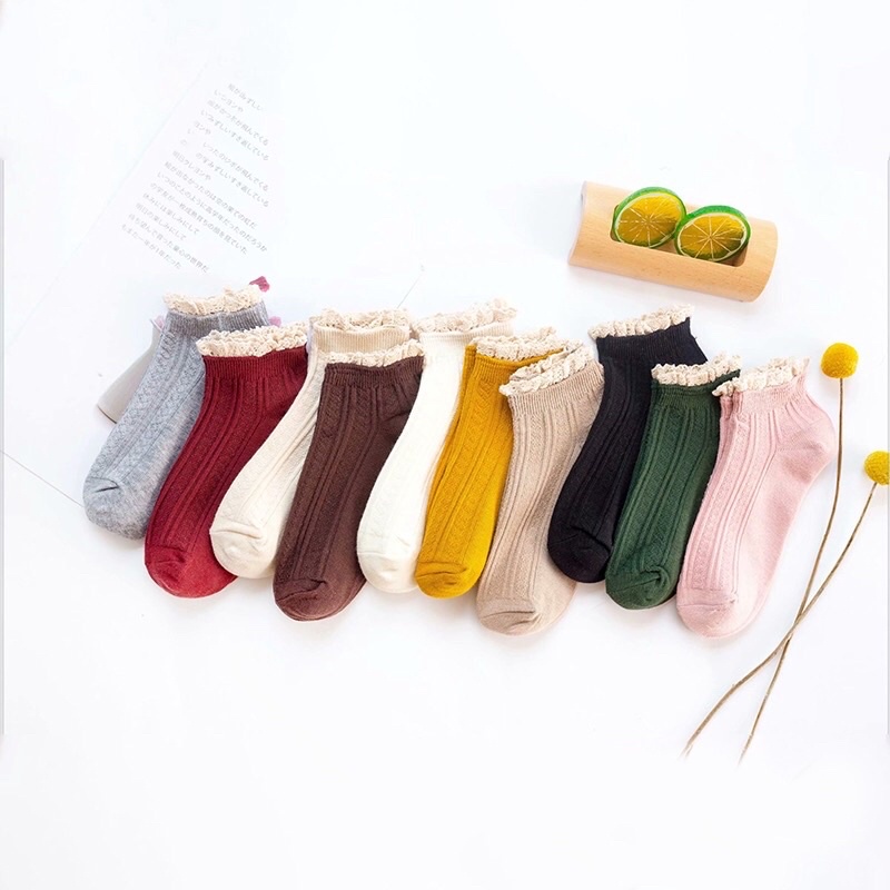 [TonaShoe] [Tất Nữ] Vớ Cổ Ngắn Unisex Cổ Bèo Vải Loại 1