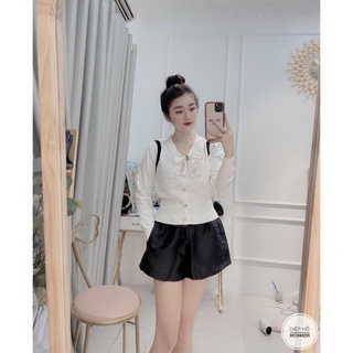 Áo len nơ đính viền đá